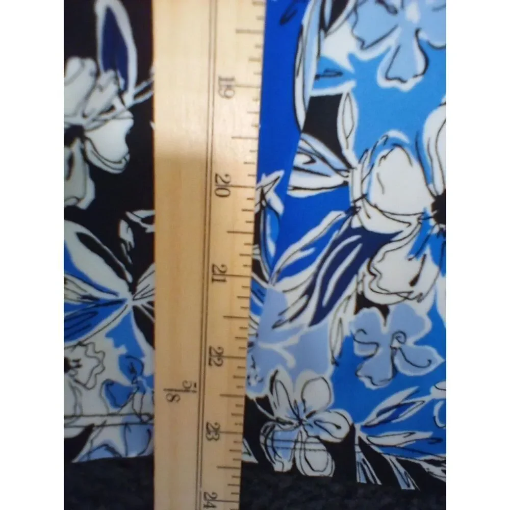 Fit 4 U  Women's Bathing Suit Swimdress Size 20W Tiered Floral Blue Black